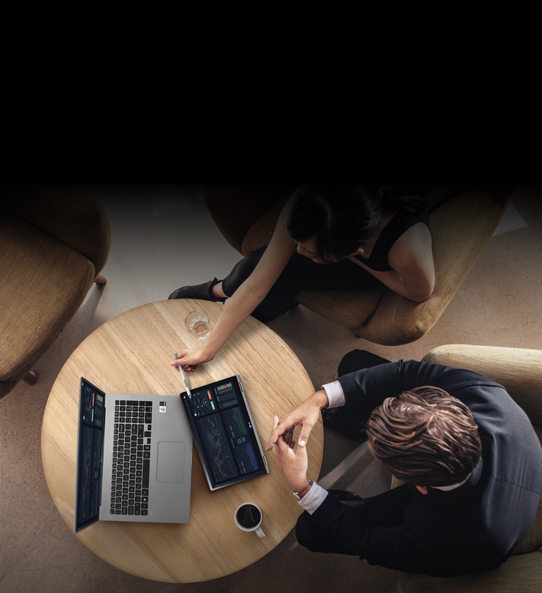 Two business officers having a Business meeting with LG gram.