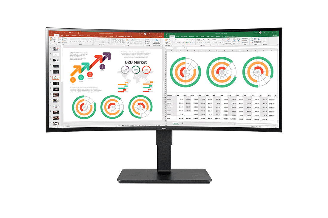LG 34'' UltraWide™ QHD Curved Monitor, Front view, 34BN77C
