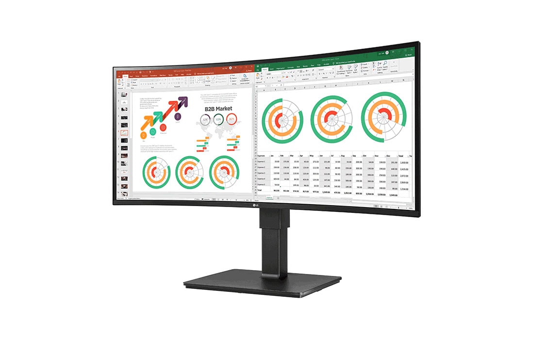 LG 34'' UltraWide™ QHD Curved Monitor, -15 degree side view, 34BN77C, thumbnail 2