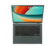 LG gram 2in1 Ultra-Lightweight with 14” 16:10 Anti-glare Display and Intel® Evo 13th Gen. Processors, Top view with the cover open, 14T90R, thumbnail 13
