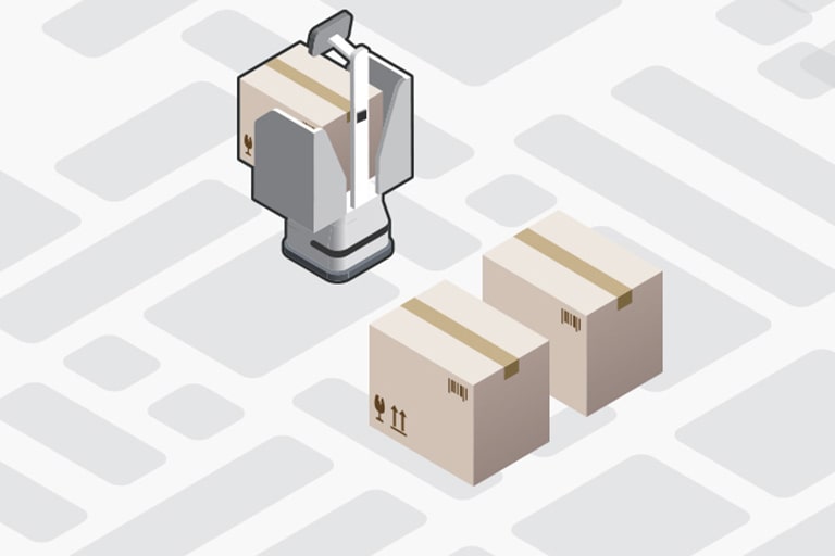 The animation shows the CarryBot safely avoiding obstacles.	