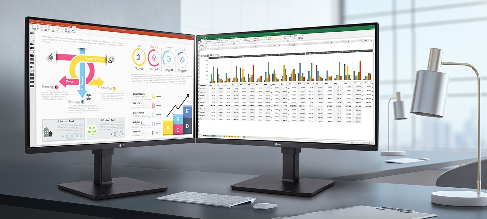 The 3-side virtually borderless bezel can offer more continuous view in display extend mode.	