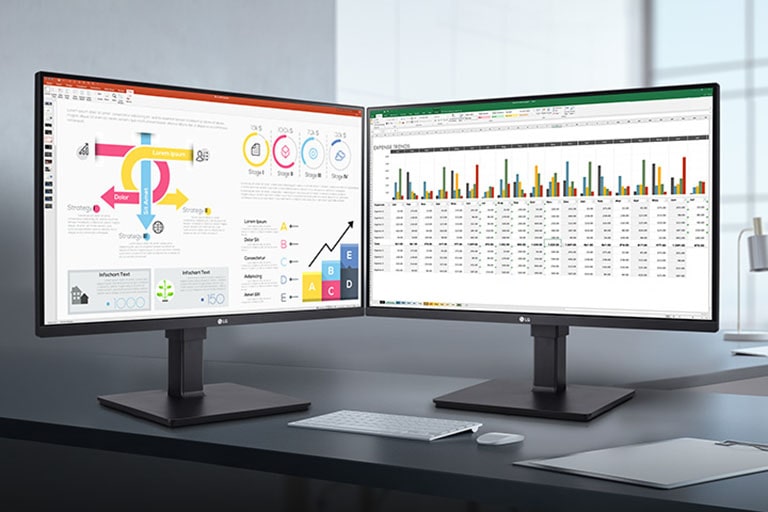 The 3-side virtually borderless bezel can offer more continuous view in display extend mode.	