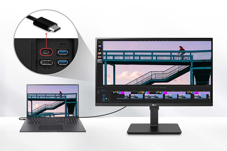 It is easily connected to various devices through USB Type-C™ ports.	