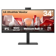 LG 34'' UltraWide QHD Curved IPS Monitor with Built-in FHD webcam and USB Type-C™, front view with webcam, 34BA85QE, thumbnail 1