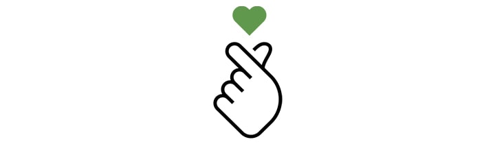 Finger heart logo.