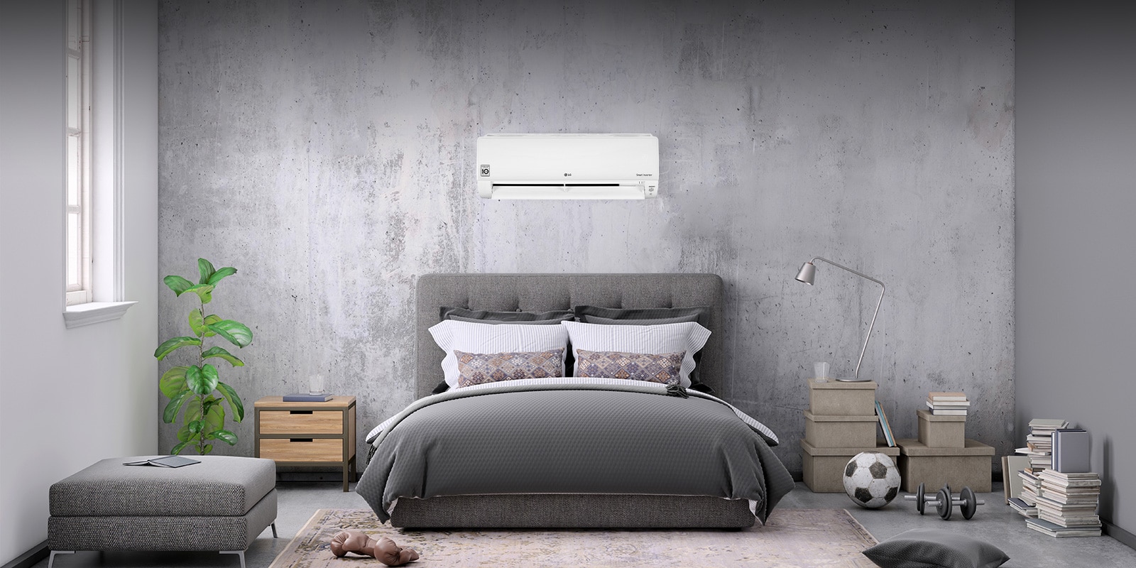 Image of wall-mounted air conditioner in bed room