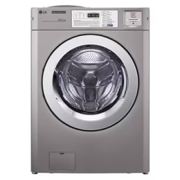 LG titan washer, a silver front-load washing machine.