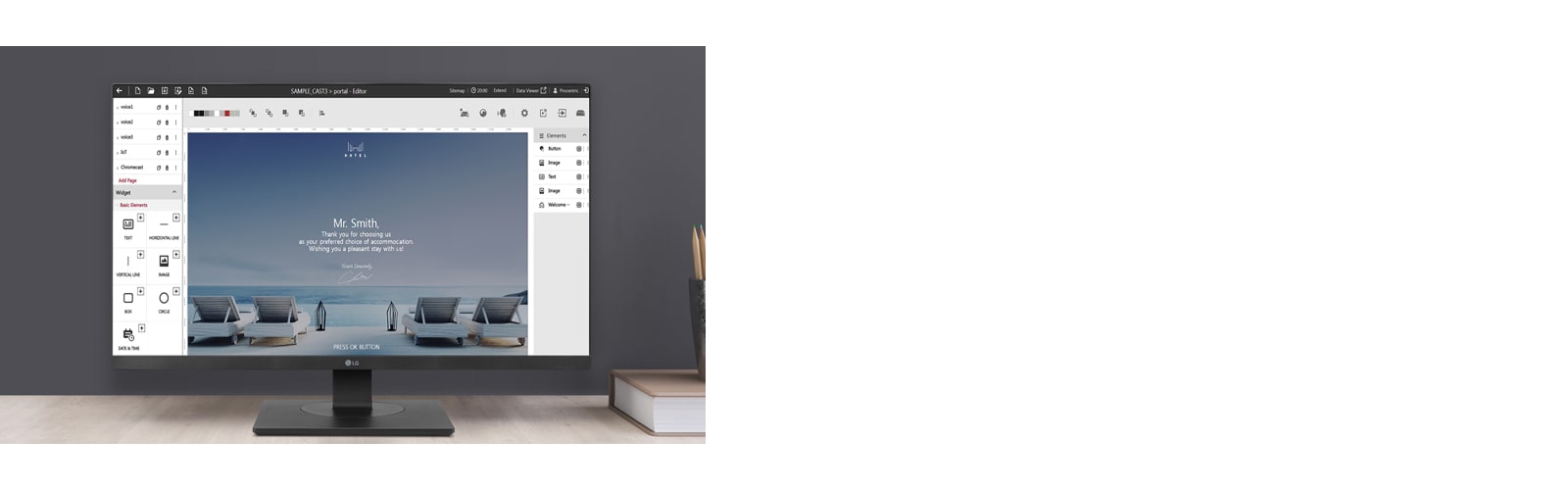 The solution's editor screen is active on the display.