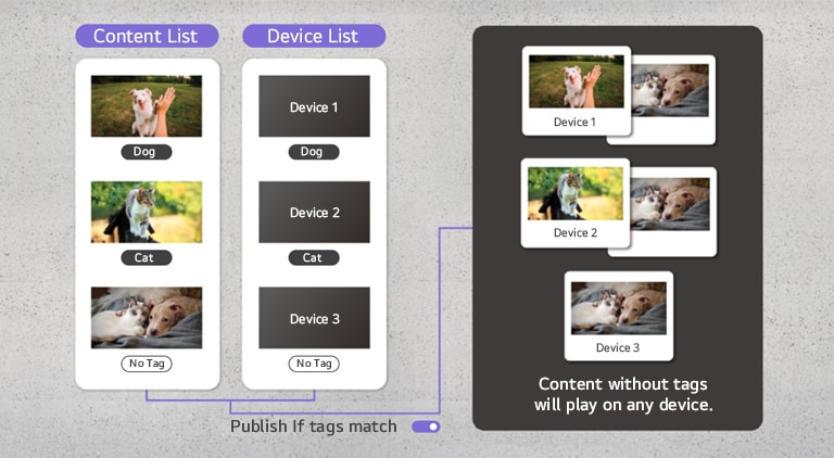 This image showcases the use of tag settings to manage content efficiently, making it easier to locate and apply to devices.