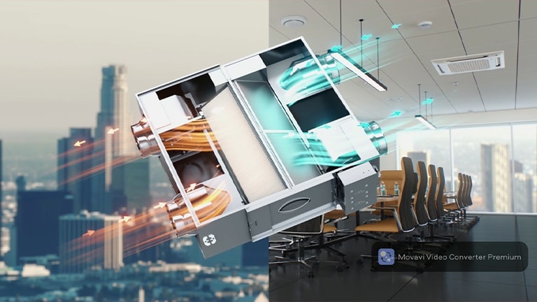 LG Commercial ERV exchanges indoor and outdoor air, supplying clean, fresh air into the indoor space.