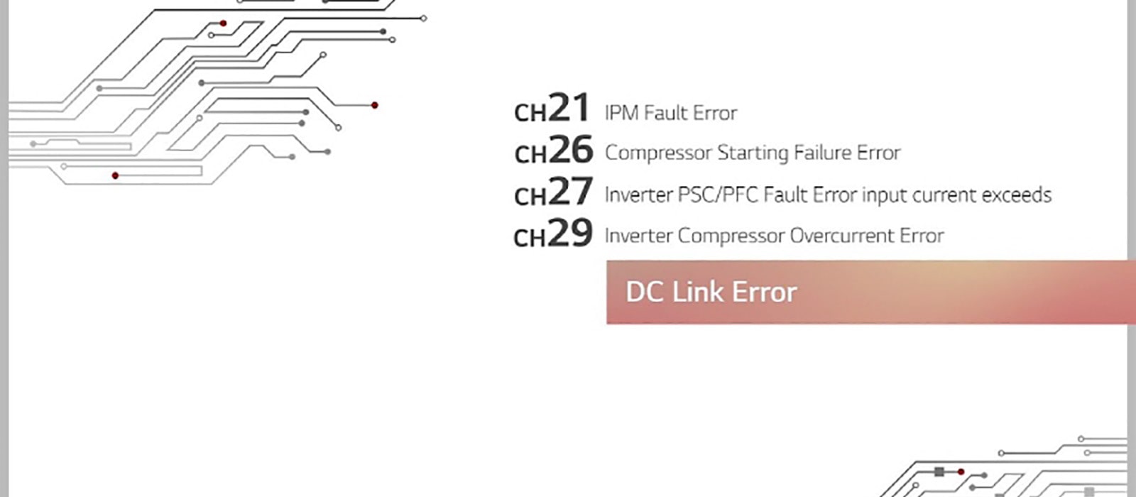 LG HVAC Single Split Trouble Shooting CH21 CH26 CH27 CH29 LG Global