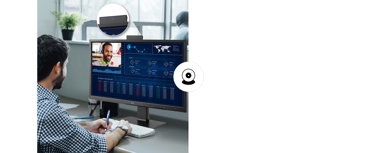 Pop-up Type Full HD Webcam offering improved security and the integrated speaker