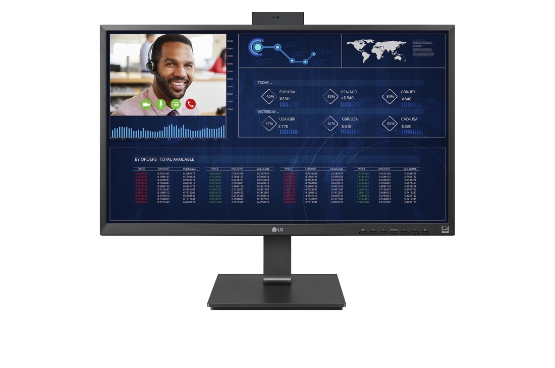LG 27'' Full HD All-in-One Thin Client, front view with push-pull Full HD webcam, 27CQ650W