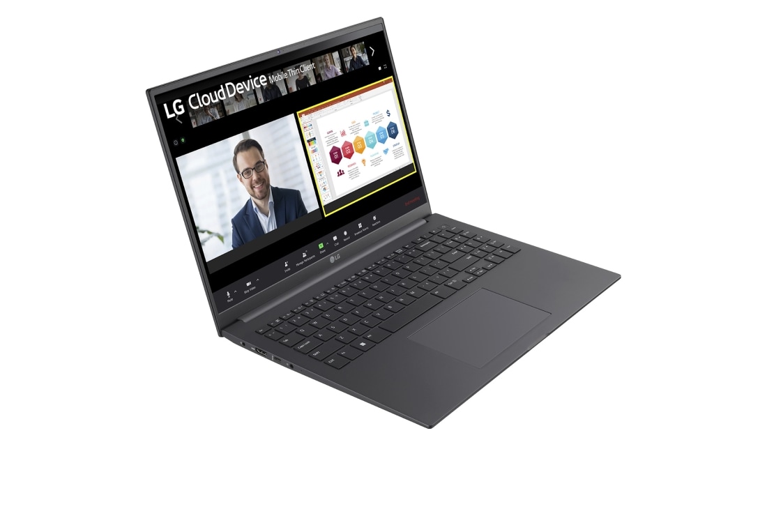LG 16” Mobile Thin Client with 16:10 IPS Display, +30 degree side view and cover open, 16UT70Q (Non-OS), thumbnail 4