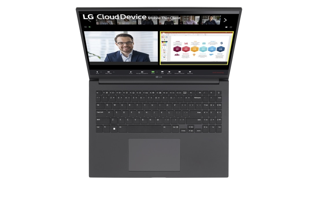 LG 16” Mobile Thin Client with 16:10 IPS Display, Top view and cover open, 16UT70Q (Non-OS), thumbnail 8