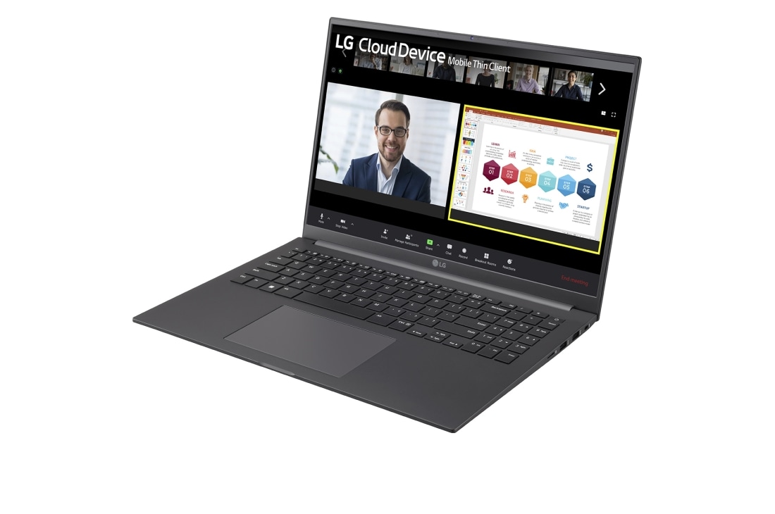 LG 16” Mobile Thin Client with 16:10 IPS Display, -30 degree side view and cover open, 16UT70Q (Window OS), thumbnail 6