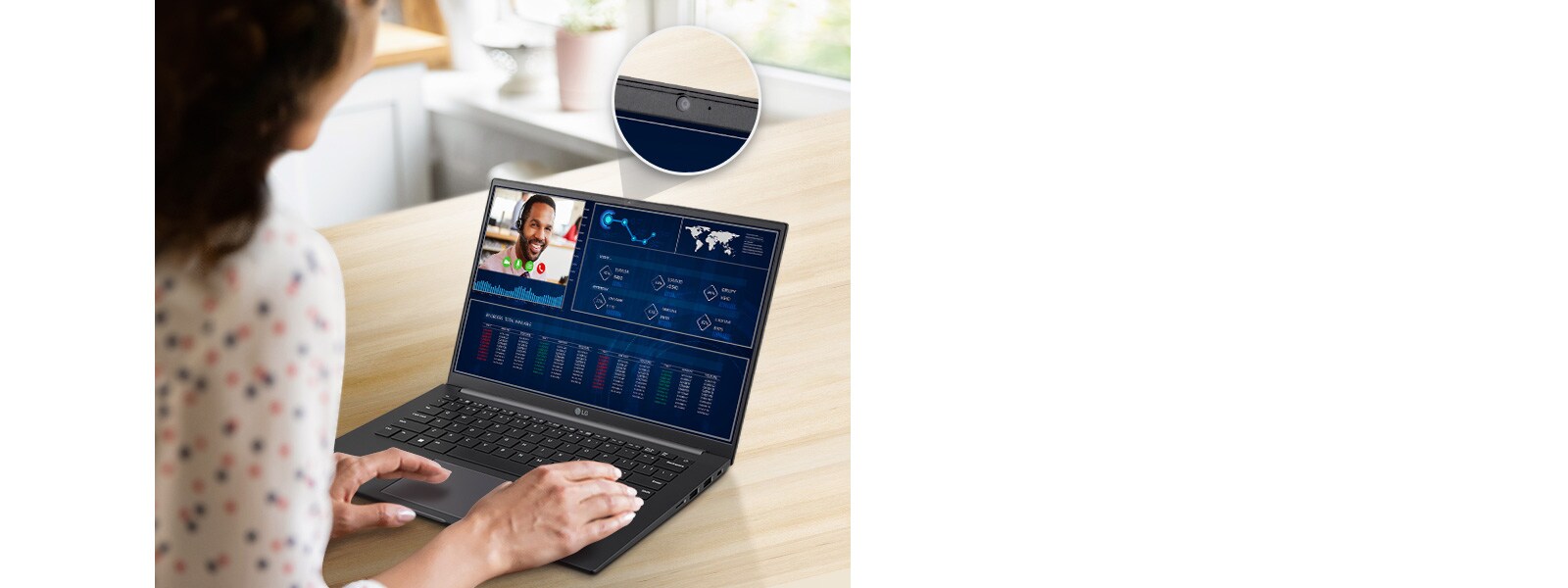 Boost usability with Built-in Webcam & Speakers.