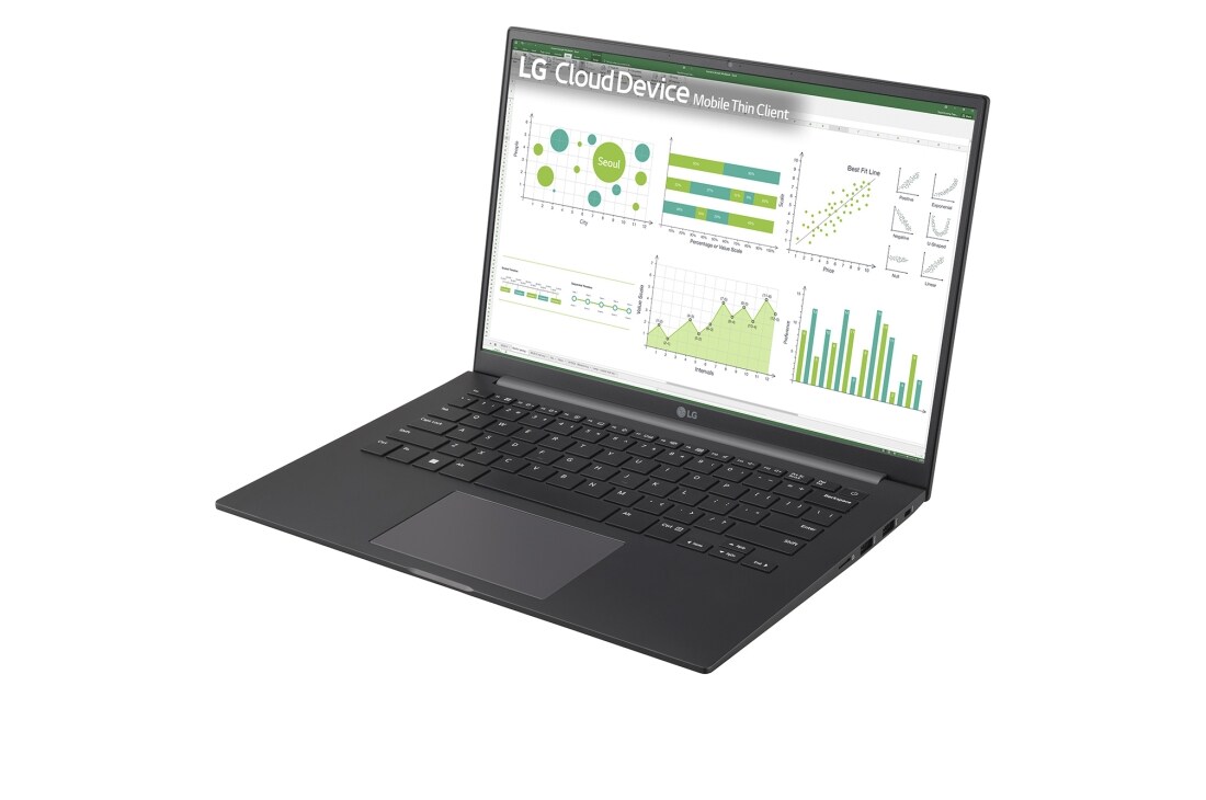 LG 14” Mobile Thin Client with 16:10 IPS Display, -30 degree side view and cover open, 14UT70Q (Window OS), thumbnail 7