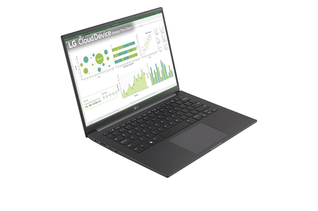 LG 14” Mobile Thin Client with 16:10 IPS Display, +30 degree side view and cover open, 14UT70Q (Window OS), thumbnail 11