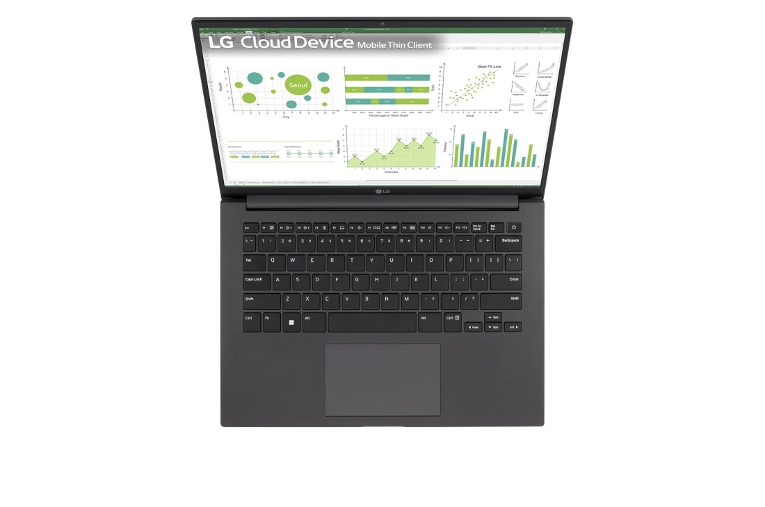 LG 14” Mobile Thin Client with 16:10 IPS Display, Top view and cover open, 14UT70Q (Window OS), thumbnail 15