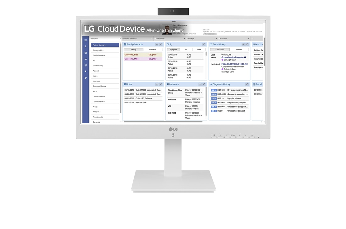 LG 24'' All-in-One Thin Client for Healthcare with Webcam & Speaker, front view, 24CR671W