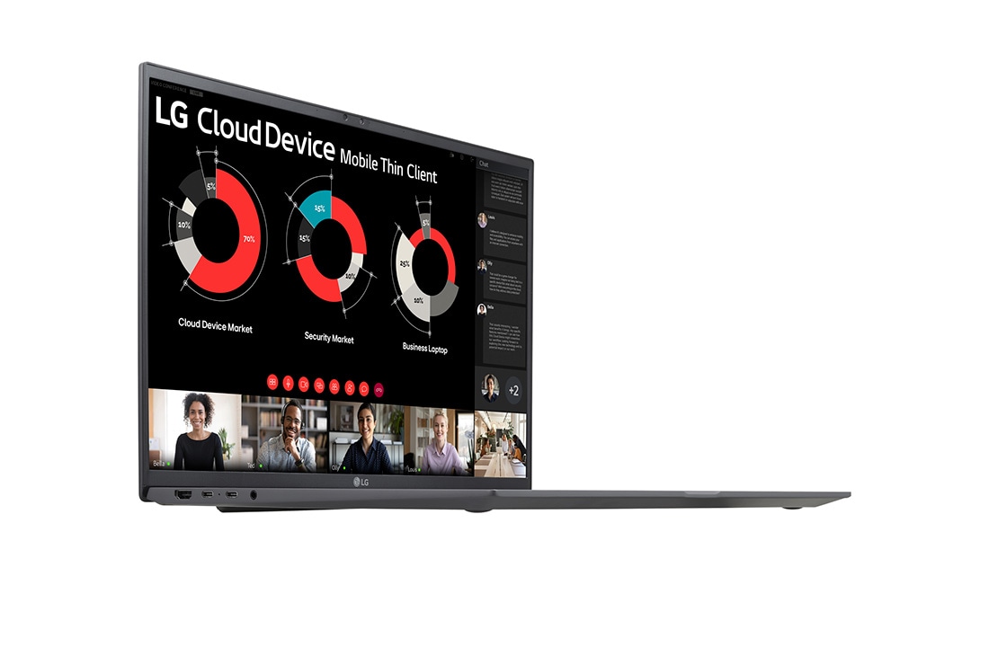 LG 17'' Mobile Thin Client with 16:10 IPS display, +30 degree side view and cover open, 17ZT90R, thumbnail 6