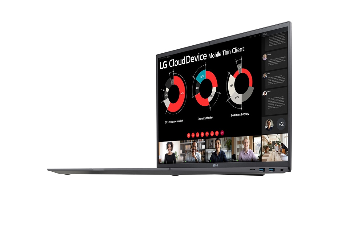 LG 17'' Mobile Thin Client with 16:10 IPS display, -30 degree side view and cover open, 17ZT90R, thumbnail 7