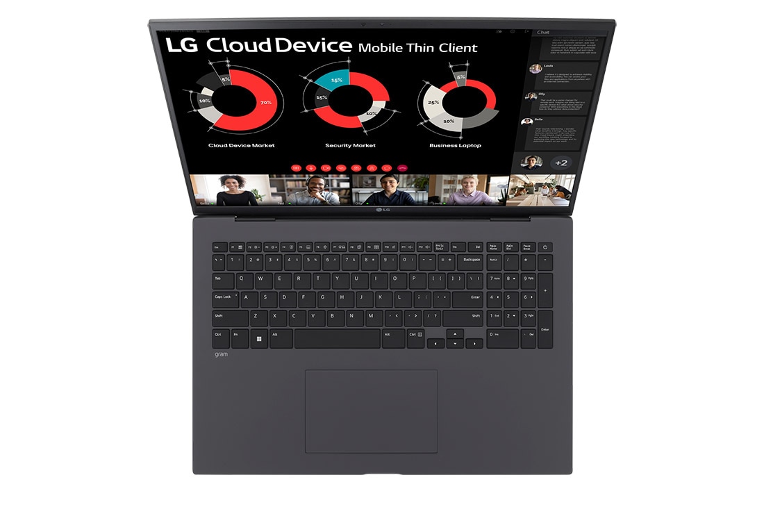 LG 17'' Mobile Thin Client with 16:10 IPS display, Top view and cover open, 17ZT90R, thumbnail 15