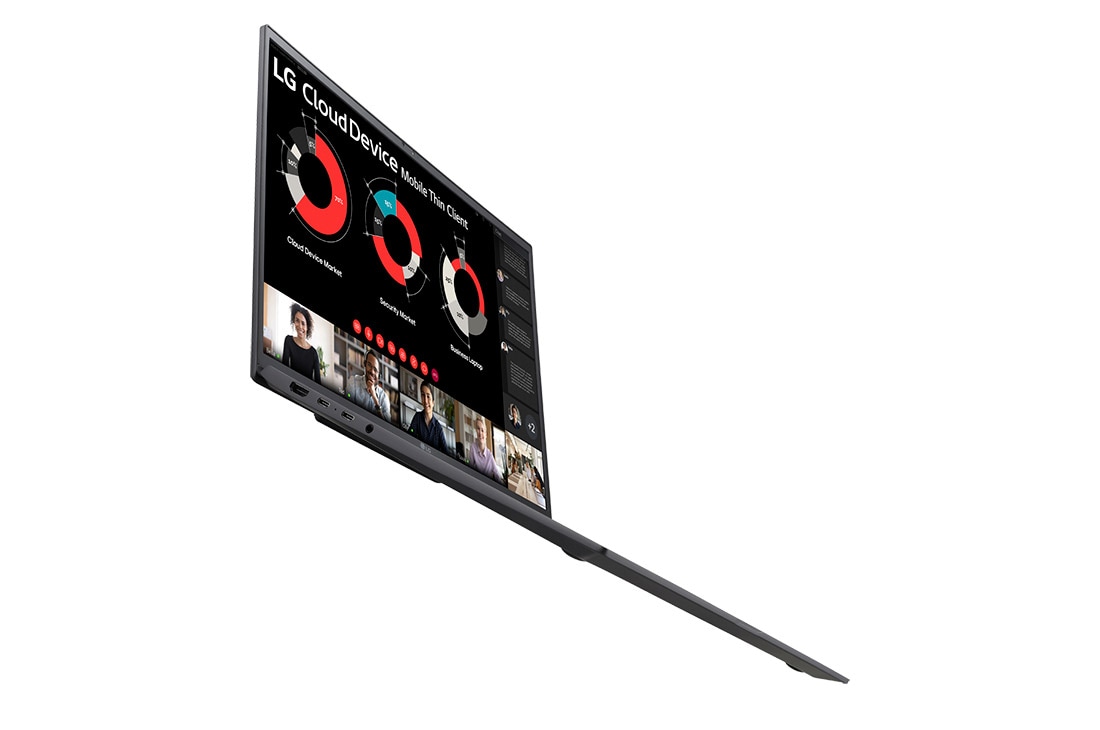 LG 17'' Mobile Thin Client with 16:10 IPS display, Left side view with low angle and cover open, 17ZT90R, thumbnail 17