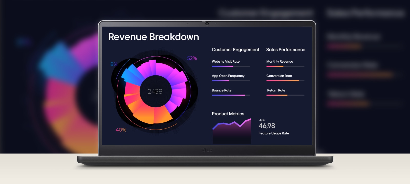 The image shows FHD IPS premium large display.