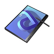 LG gram 2-in-1 Ultra-Lightweight with 14” 16:10 IPS Display with LG Glance by Mirametrix®, -30 degree rear view and cover half open, 14T90Q, thumbnail 5