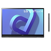 LG gram 2-in-1 Ultra-Lightweight with 14” 16:10 IPS Display with LG Glance by Mirametrix®, -45 degree side view and cover open, 14T90Q, thumbnail 6