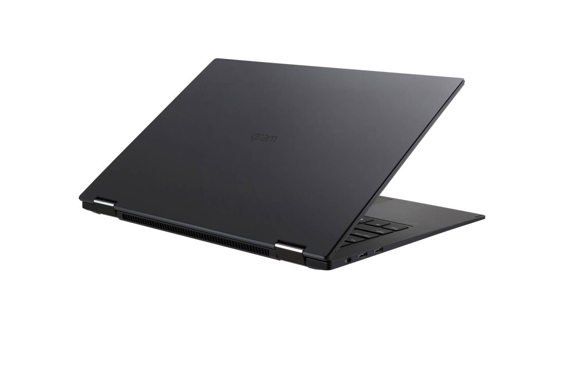 LG gram 2-in-1 Ultra-Lightweight with 14” 16:10 IPS Display with LG Glance by Mirametrix®, +45 degree side view and cover open, 14T90Q, thumbnail 7