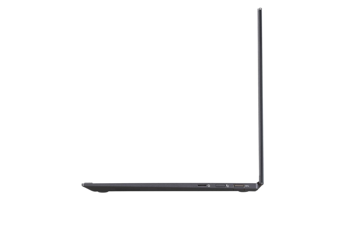 LG gram 2-in-1 Ultra-Lightweight with 14” 16:10 IPS Display with LG Glance by Mirametrix®, -30 degree side view and cover half open, 14T90Q, thumbnail 9