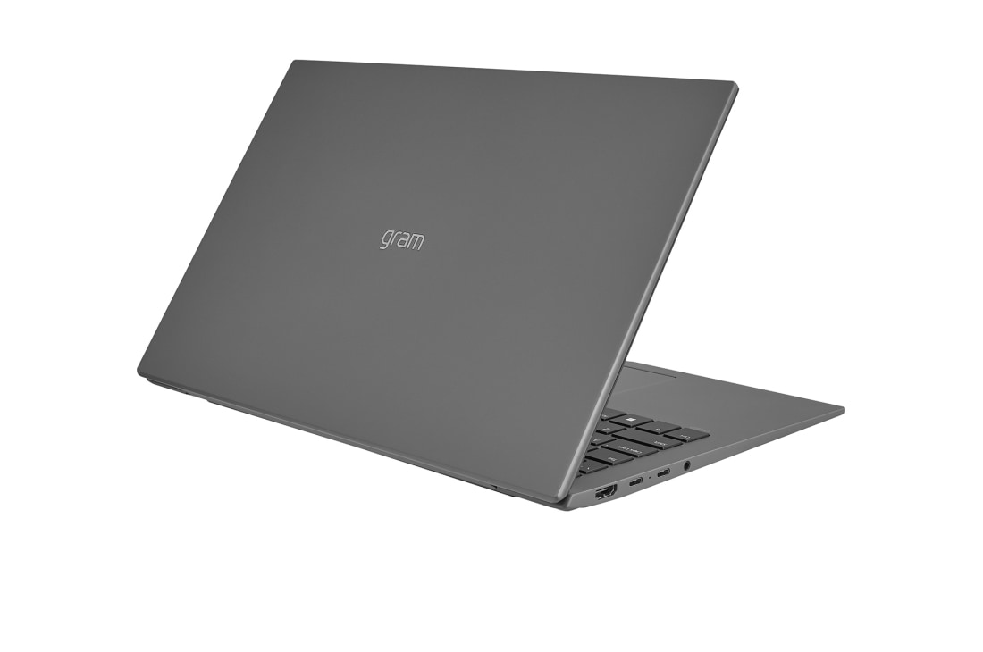 LG gram 15'' Ultra-lightweight with FHD IPS Anti glare Display and Intel® Evo 13th Gen. Processors, -30 degree rear view and cover half open, 15Z90R, thumbnail 5