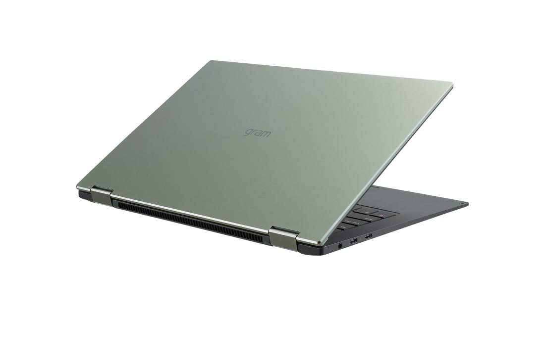 LG gram 2in1 Ultra-Lightweight with 14” 16:10 Anti-glare Display and Intel® Evo 13th Gen. Processors, -75 degree rotation view with cover half open, 14T90R, thumbnail 7