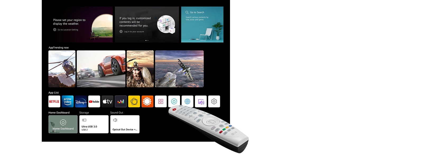Connect to a Wi-Fi network using webOS to access video content with the built-in apps.