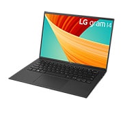 LG gram 14'' Ultra-lightweight with 16:10 IPS Anti glare Display and Intel vPro®, An Intel® Evo™ Design, -30 degree side view and cover open, 14Z90R-Q, thumbnail 4