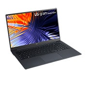 LG gram SuperSlim 15.6'' Paper Thin & Light with OLED Display and Intel® Evo 13th Gen. Processors , +30 degree side view and cover open, 15Z90RT, thumbnail 3
