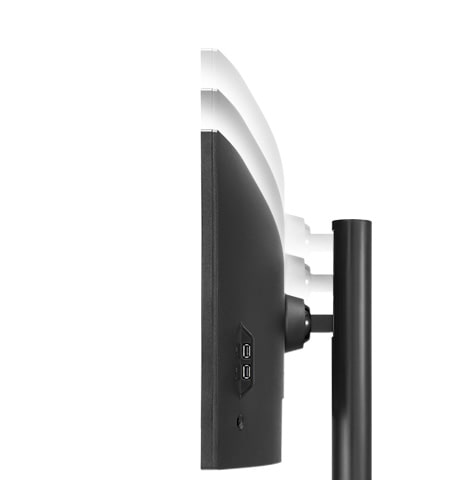 The monitor offering height adjustment.	