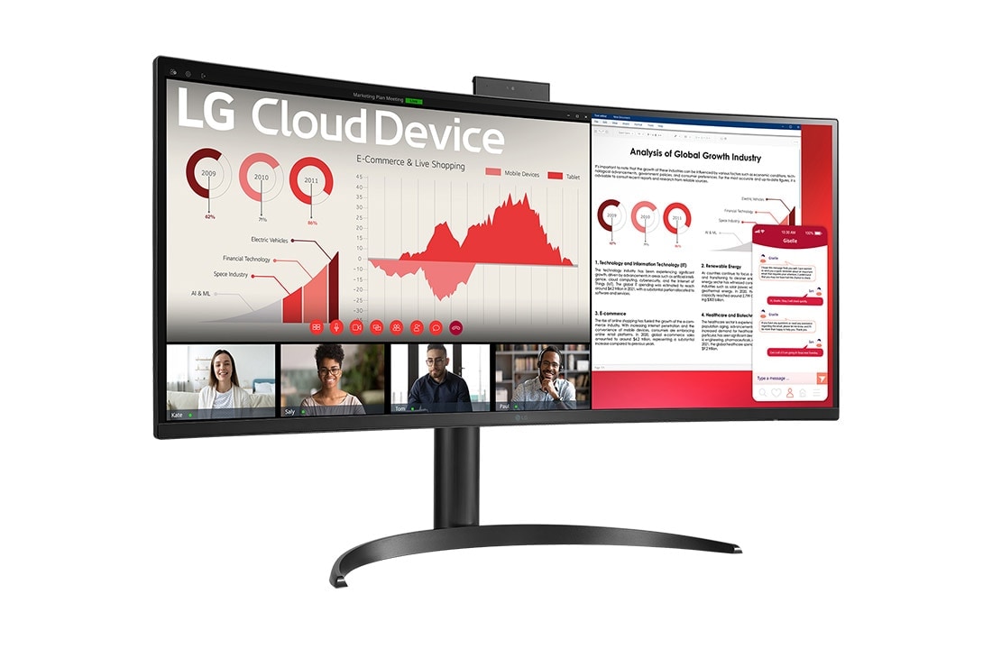 LG 34'' WQHD All-in-One Thin Client, +15 degree side view with push-pull Full HD webcam, 34CR650W-BP, thumbnail 5