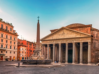 A photograph of the Pantheon on a bright, sunny day.