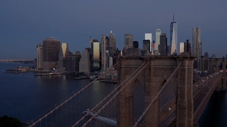 A montage of scenes of famous New York City landmarks.
