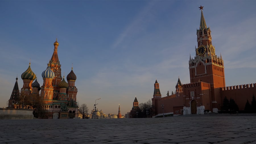 A montage of scenes of famous Moscow landmarks.