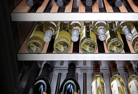Various wines are placed at the different temperature levels.