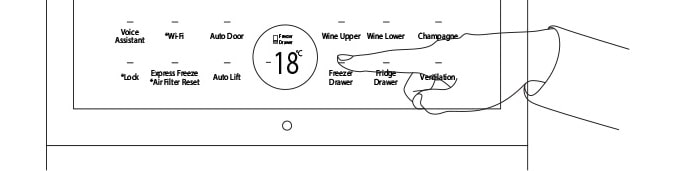 LG SIGNATURE Wine Cellar's eclipse display shows various refrigerator feature options.
