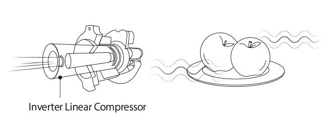 The illustration of LG SIGNATURE Borrom-Freezer's inverter linear compressor.