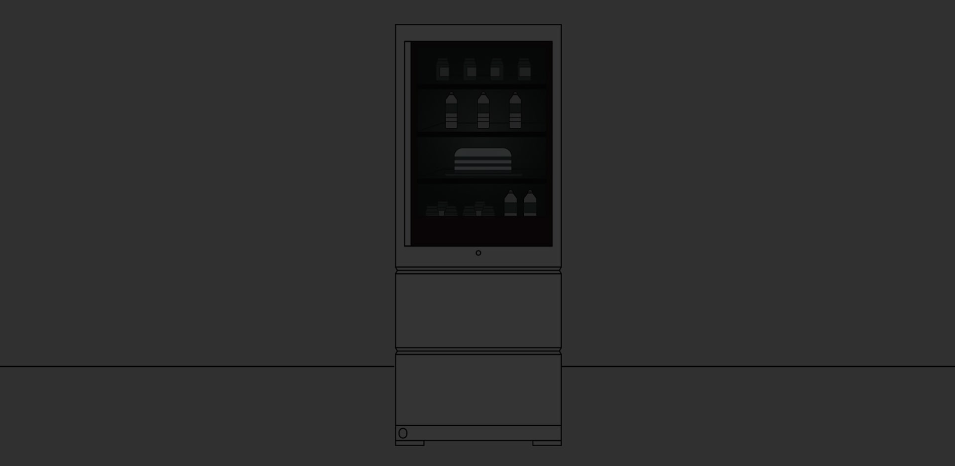 A variety of snacks are placed on the LG SIGNATURE Bottom-Freezer through the instaview.