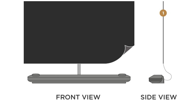 Front and side view of LG SIGNATURE Wallpaper OLED TV